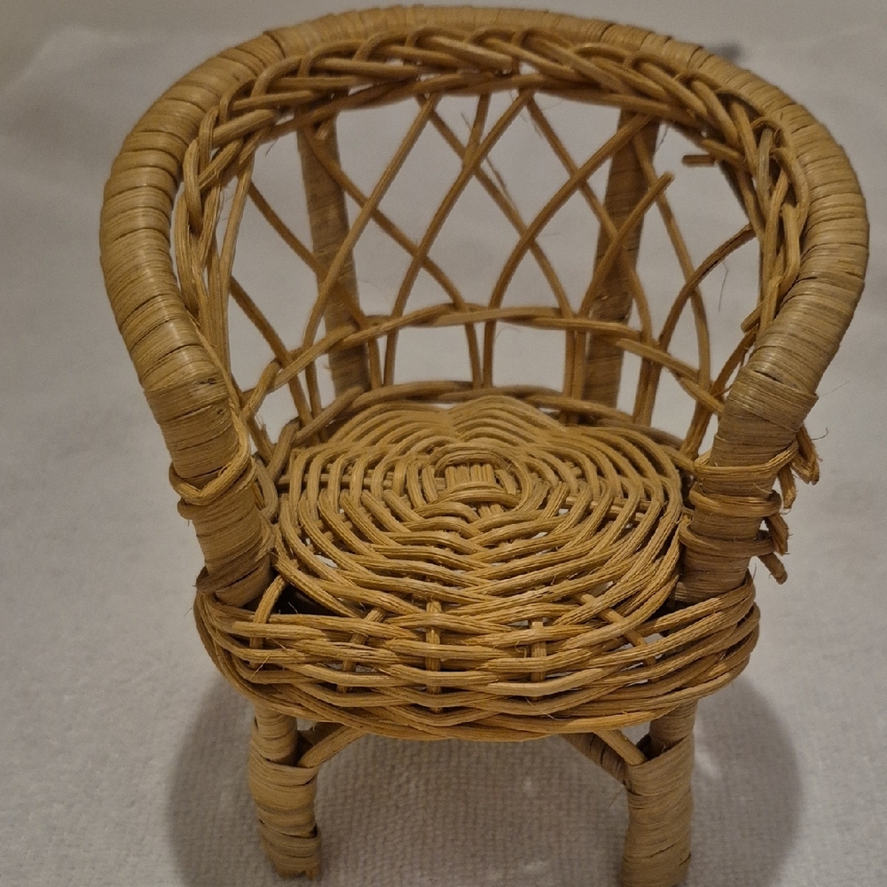 Vintage Woven Rattan Miniature Chair